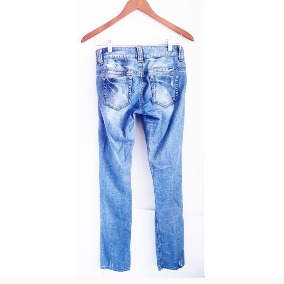 GUESS Blue Distressed Skinny Cropped Ankle Jeans - Picture 9 of 9